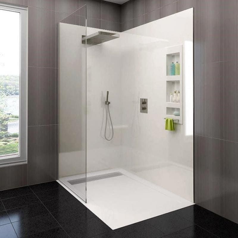 Uitsluiting Vergelden Lezen Badkamer, douche, WC of keuken wandpaneel wit, RAL 9010 dikte 4 mm. Gratis  op maat gezaagd